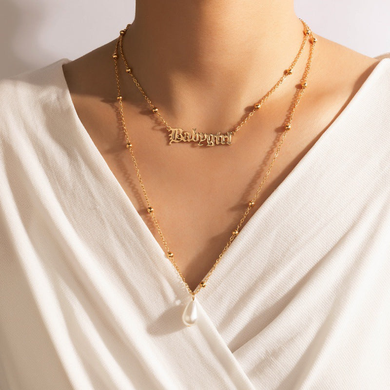 Wholesale Butterfly Letter Disc Three Layer Necklace